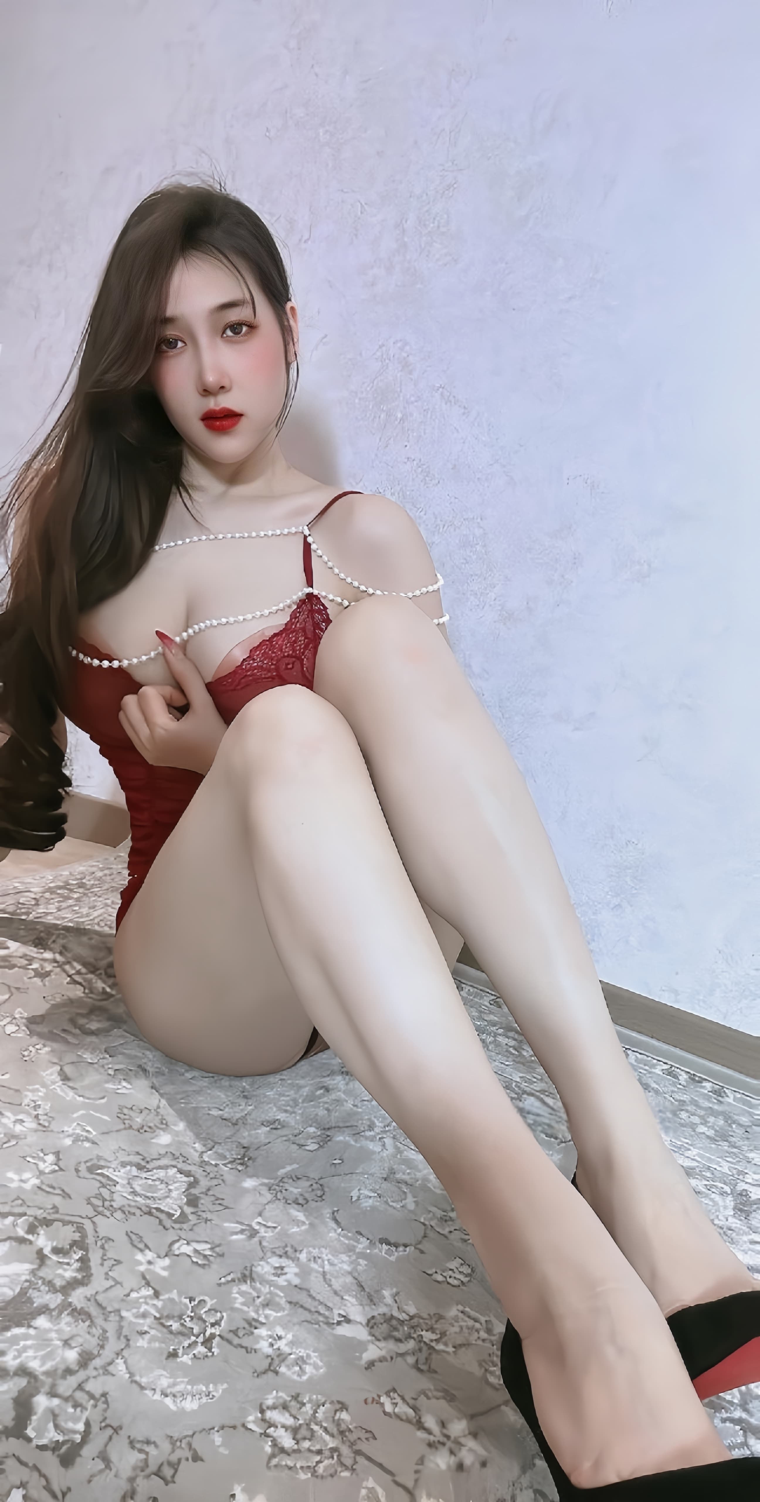 可可西yyy - 红色情趣蕾丝连体 第14张图片